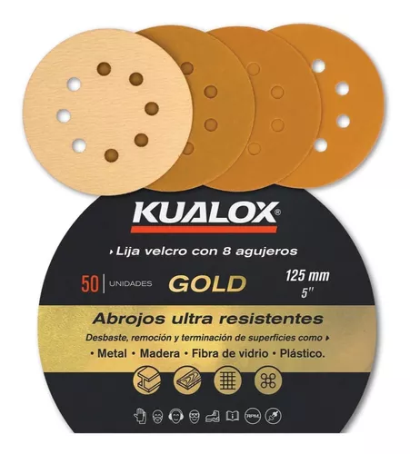 Lija Velcro Disco 125mm 8 Agujeros - Gold 120 A 400 -x50 U