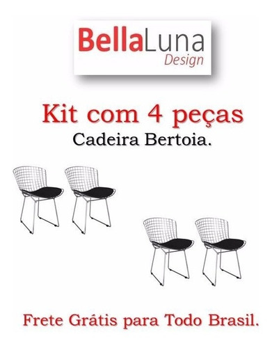 Kit 4x Cadeira Bertoia Inox Com Diversas Cores De Assento