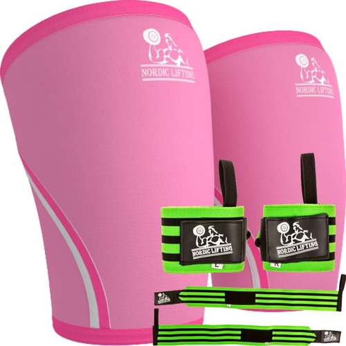 Knee Sleeves Xlarge - Pink Bundle With Super Heavy Duty Wris