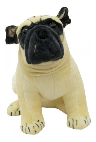 Cachorro Pug De Pelúcia Sentado 42cm Realista Top