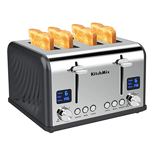 Toaster 4 Slice, Bagel Stainless Toaster With Lcd Timer...