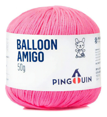 Fio Linha Balloon Amigo Pingouin 50g 150m - Crochê / Tricô Cor 8380 - Rosa Barbie