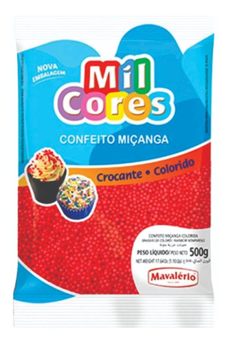 Confeito Crocante De Miçanga Nº0 Vermelho 500g Mavalério