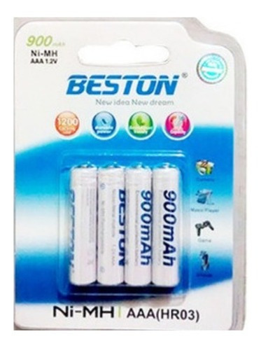 Bst-aaa900x4 - Bateria Beston Aaa Recarg. 900 Bl X 4