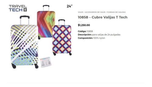 Funda Cubre Valijas 24´´ Mediana Elastizada Travel 10858