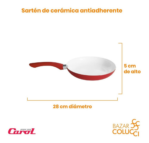 Sartén Cerámica Antiadherente Mango De Silicona 28cm Carol