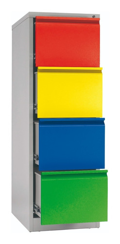 Kardex 4 Cajones Con Cerradura De Llaves, Puertas De Color