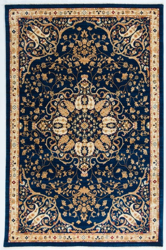 Alfombra Turca 20% De Lana 152 X 240 Cm Azul Estilo Persa