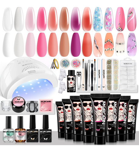 Morovan Kit De Uñas De Gel De Polietileno Para Uñas Con Lámp