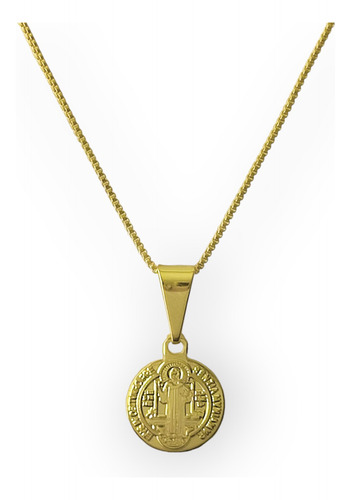 Collar Medalla San Benito Veneciana Enchapado Oro 18k