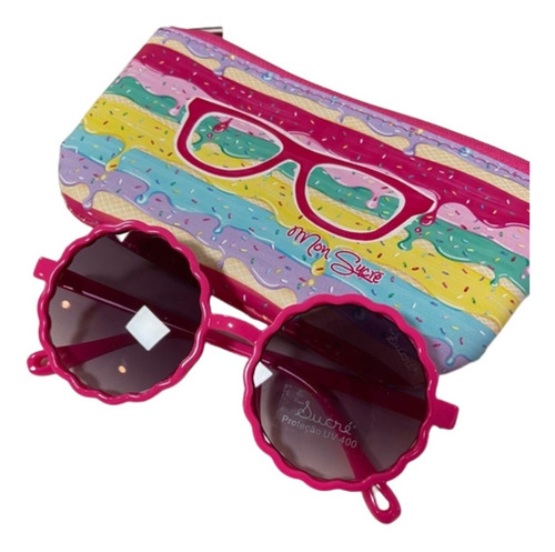 Imagem 2 de 2 de Óculos De Sol Infantil Mon Sucré Juju Pink 21010 Proteção