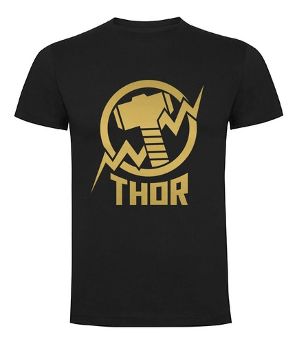 Polera Marvel Thor Negra Unisex Diseño Colores