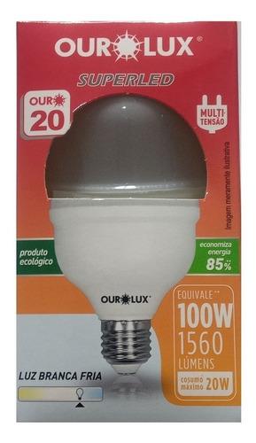 Lampada Superled 20w Bivolt Luz Branca Fria 6500k Ourolux