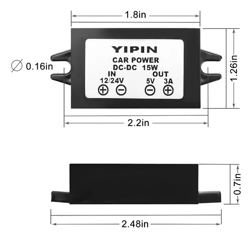 Dc12v/24v A 5v 3a Convertidor Usb Buck Module Adaptador De C