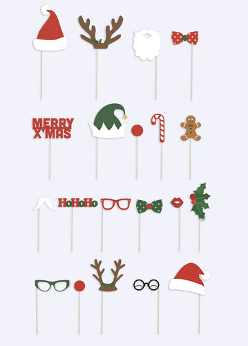 Xmas Photobooth | Novedad Props Kit Para Festive Fun (20 acc