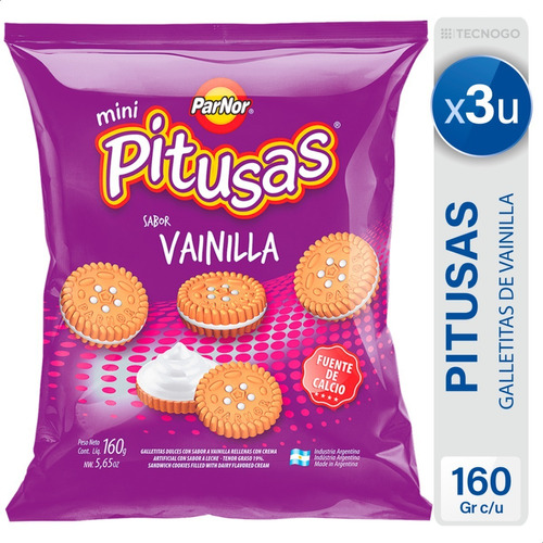 Galletitas Pitusas Vainilla Mini Galletas Dulces - Pack X3