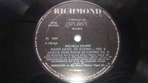 Lp Wilhelm Kempff Piano Music Of Chopim Vol. 2  