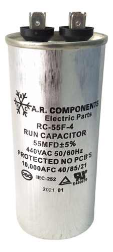 Capacitor De Marcha A.r.components 55mfd X 440vac 