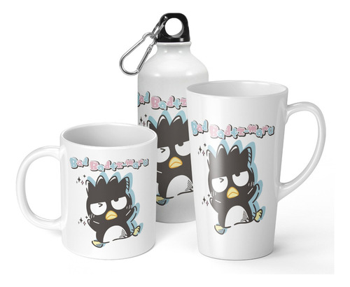 Set De Taza + Botella + Taza Conica Hello Kitty Badtzmaru