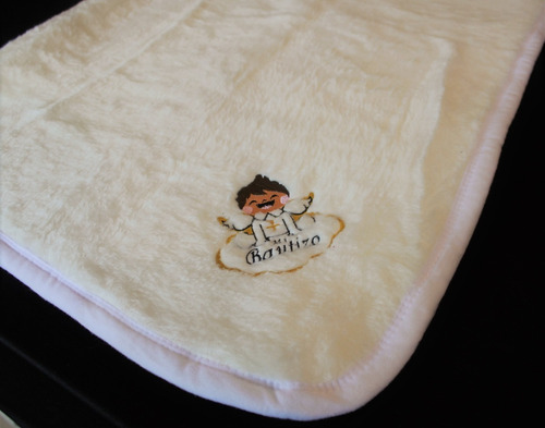 Imagen 6 de 6 de Cobertor Bautizo Bordado 1.40x1.10 Color Blanco Suavecito
