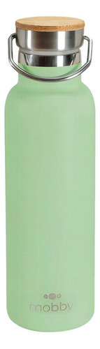 Botella Térmica Mobby En Acero Inoxidable Y Bamboo 450ml Color Verde