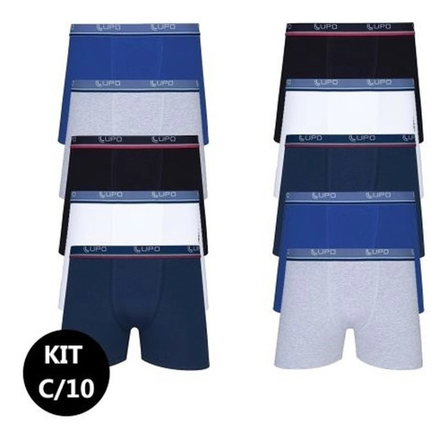 Imagem 2 de 10 de Kit 10 Cuecas Boxer Algodão Lupo 523-088 Promoção Algodão