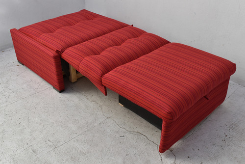 Sillón Cama 1 Plaza Sin Apoya Brazo Rojo Rocky Rayado