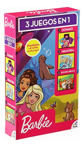Novelty, Set De Juegos 3 En 1, Barbie, Juego De Mesa, Juegos