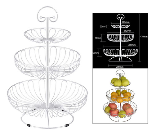 Canasta De Frutas De 3 Niveles Soporte De Canasta De Frutas
