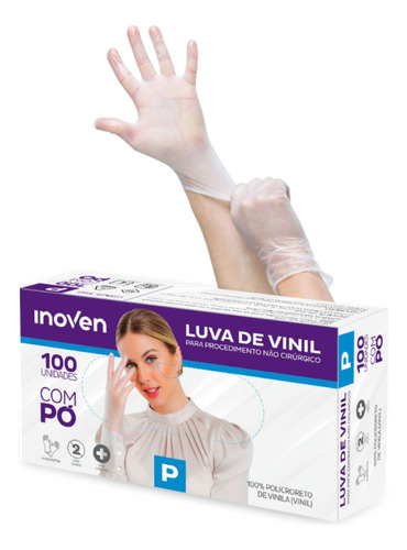 Luvas De Vinil Com Pó Transparente Cx C/ 100 Un Tamanho G