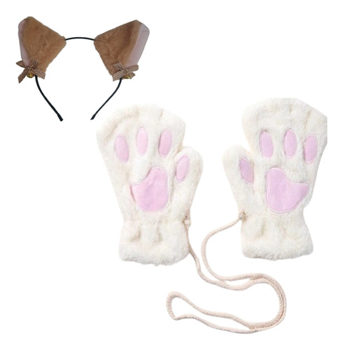 Guantes Afelpados Sin Dedos Garras Para Frio Dibujo Dama