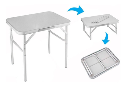 Mesa Dobrável De Alumínio E Mdf 90x60x30/70cm Para Camping