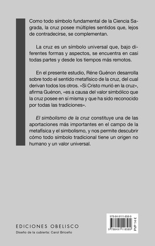 El simbolismo de la Cruz, de Guénon, René. Editorial Ediciones Obelisco, tapa blanda en español, 2022