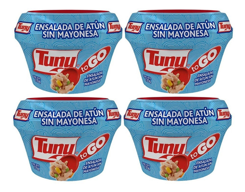 4 Ensalada De Atún Tuny To Go Sin Mayonesa 135g C/u
