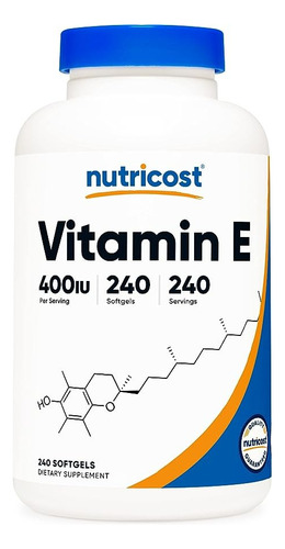 Antioxidante Vitamina E 400 Iu, 240 Cápsulas -nutricost