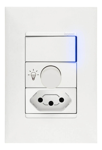 Variador Dimmer Rotativo Lâmpada Led Com Tomada Interruptor Cor Branco 110v/220v