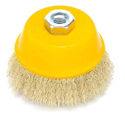 Cepillo Copa De Alambre Acero Rizado 100mm Para Amoladora Color Amarillo