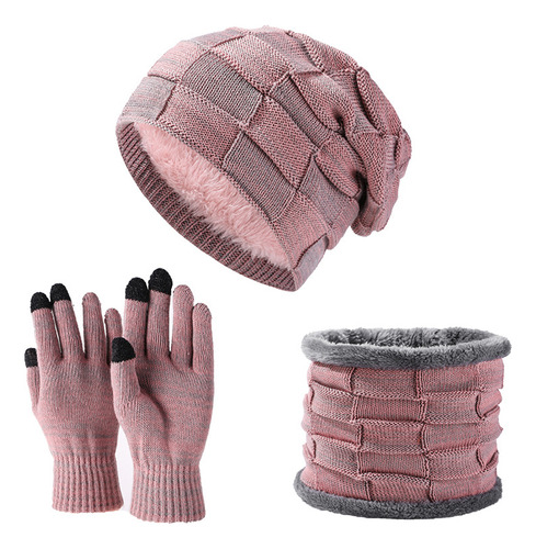 Guantes, Gorro Y Bufanda De Tejido Grueso Polar P/invierno