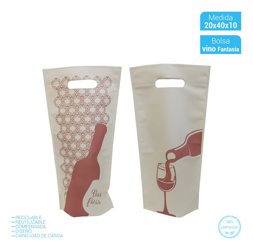 Imagen 2 de 8 de 100 Bolsas Vino Friselina 20x40 Cm Fantasía Surtidas