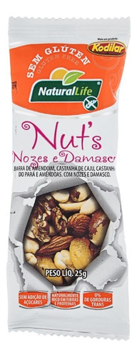 Barrinha Nuts Sabor Nozes E Damasco 25g Sem Glúten