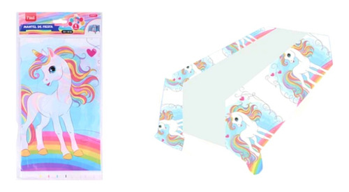 Mantel Cumpleaños Diseño De Unicornio 108x180 Cm Arcoiris 