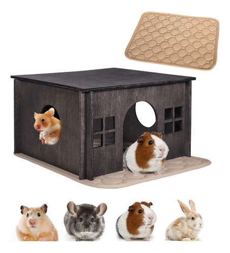 Escondite De Hamster, Casa De Hamster De Madera Con Ventanas