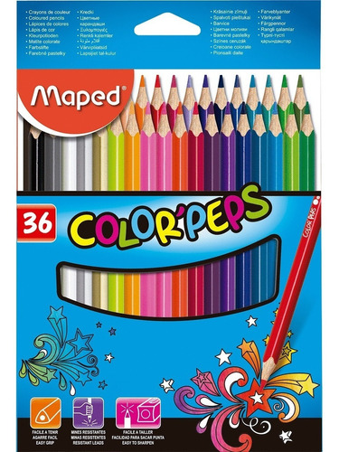 Lapices De Colores Maped 36 Piezas Color Peps Maped