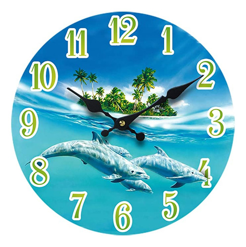 Dolphin Reloj De Pared (cristal Nuevo Muro De 13&#34;x 13&#.