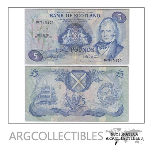 Escocia Billete 5 Pounds Año 1980 P-112d Vf