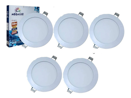 Kit 5 Luminario Led 18w 220mm Luz Blanca S04w18 