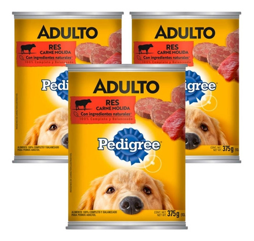 12 Latas Pedigree Carne Molida Res 625gr Alimento Para Perro