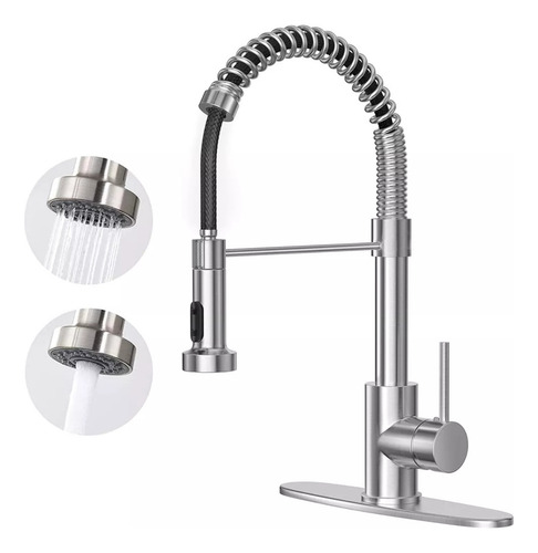Llave Mezcladora Grifo Monomando Acero Inoxidable Cocina Plateado