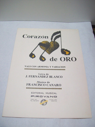 Adp Partitura Corazon De Oro Vals J. Fernandez Blanco Canaro