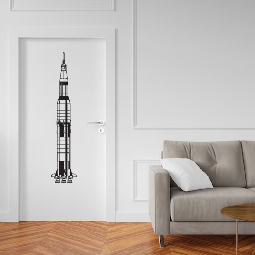 Saturno V, Apollo 11. Cuadro De Tres Partes. Mdf Negro 3mm.